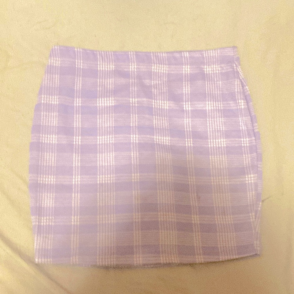 Light blue, plaid, skirt, pencil skirt